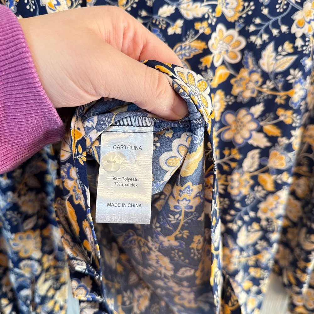 Cartolina Nantucket • NWT Poppy Polyester Pleated Blouse Sz XS Preppy Office - Picture 11 of 13